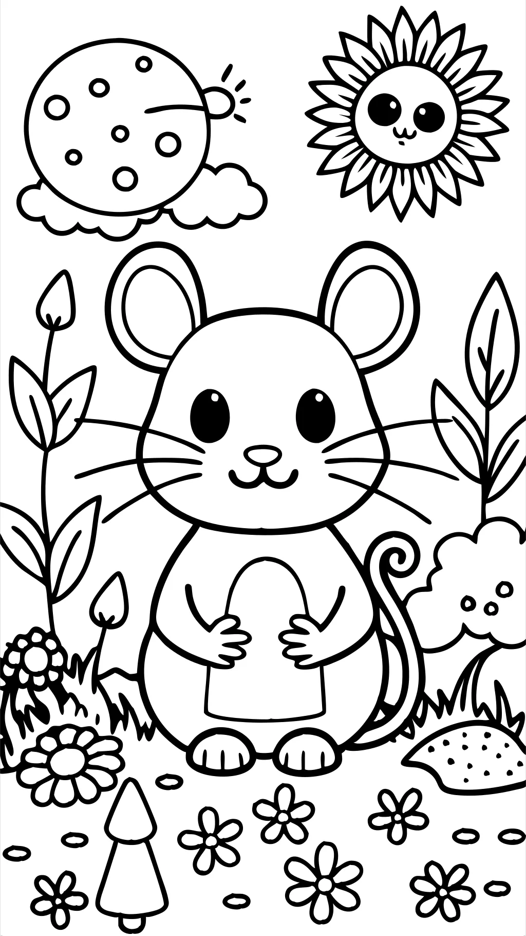 coloring page of a mouse